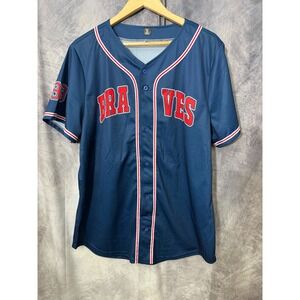 Morgan Wallen 98 Braves Baseball Jersey Navy Blue XXL Concert Fan Gear